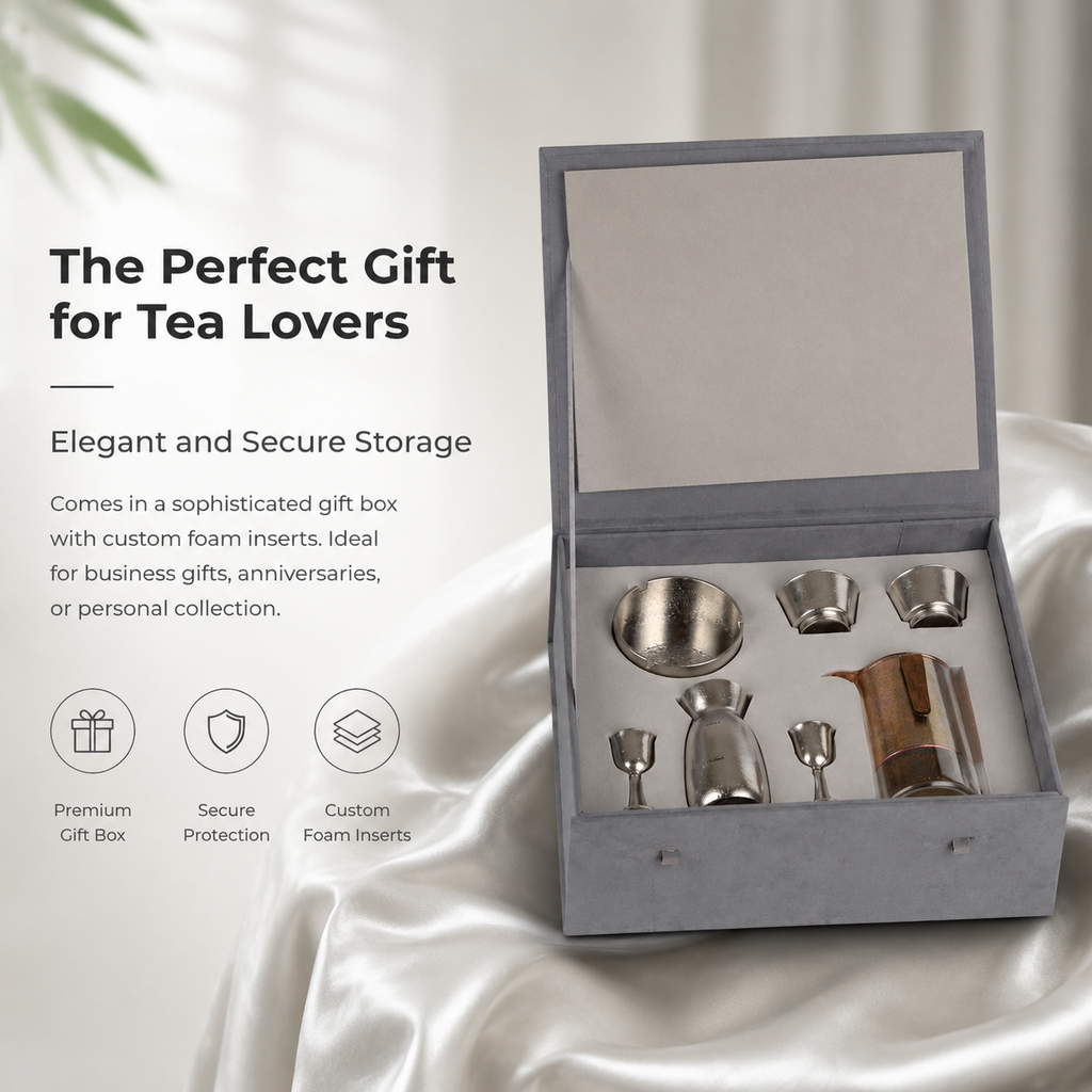 Premium Titanium Tea & Bar Set – Complete Set with Ashtray for Elegant Entertaining