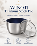 AVINOTI Titanium Stock Pot with Lid – Lightweight Everyday Cooking Pot