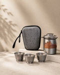 AVINOTI Portable Pure Titanium Tea Set – Titanium Teapot & Tea Cups with Carry Case