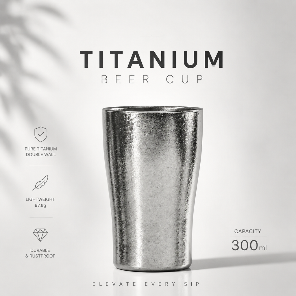 Premium Titanium Beer Cups – Double-Layer Insulated 300ml Lightweight Tumblers